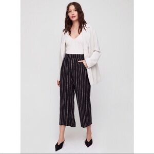 Wilfred by Aritzia Navy Blue Striped Wide Leg Pants
